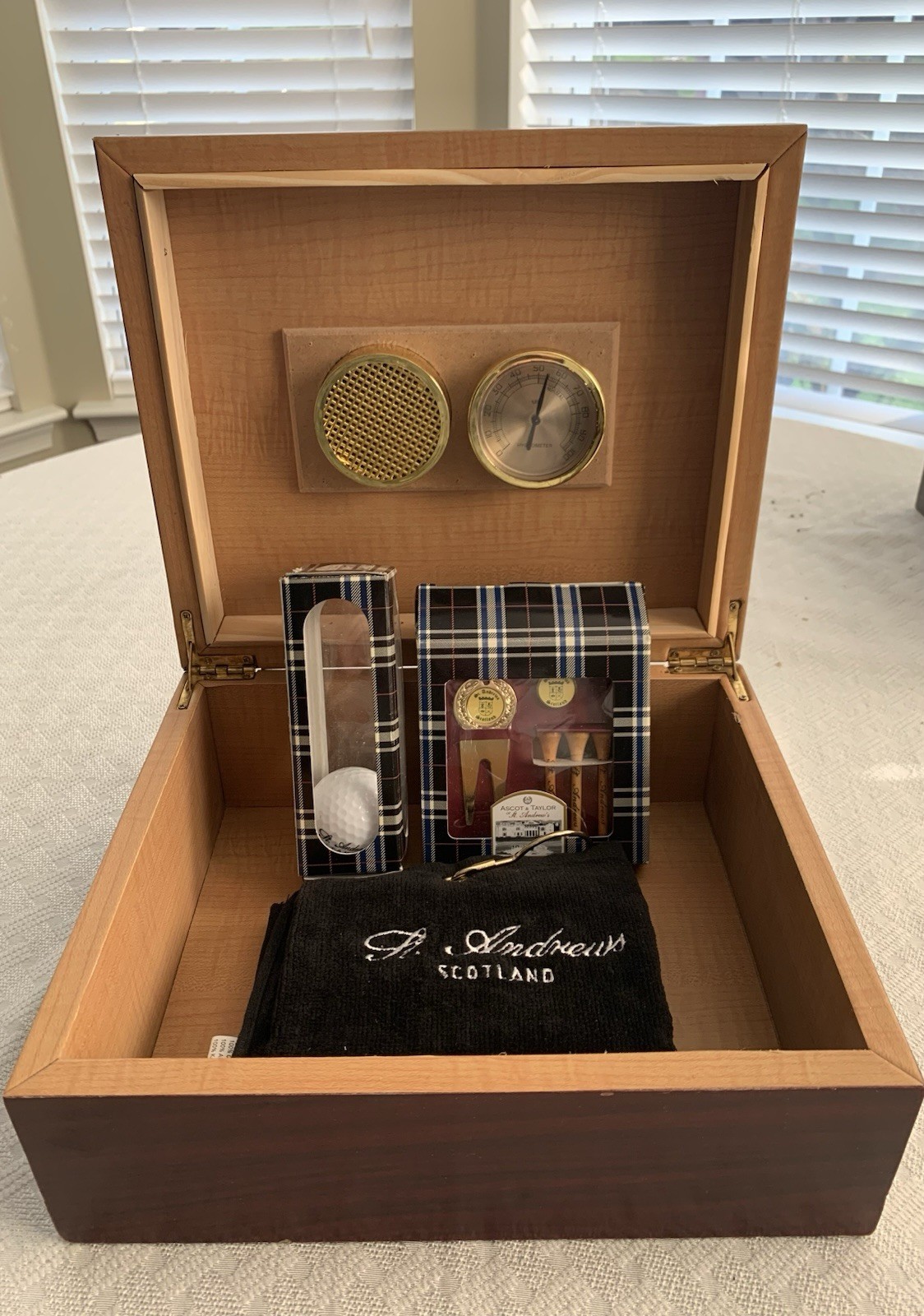 Ascot & Taylor Humidor Cigar Box St Andrew’s Scotland Golf Gift Set READ