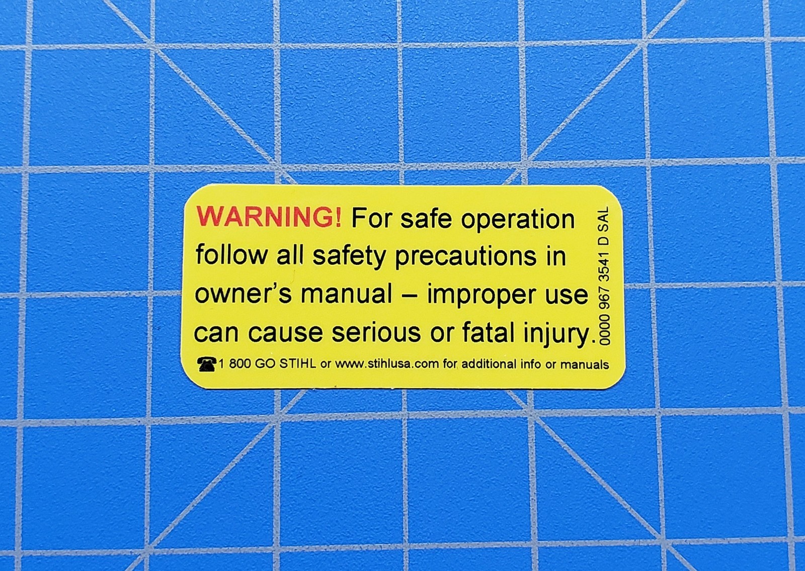 Stihl Warning Pictograph Decal / Sticker #0000 967 3541 D SAL, #00009673541DSAL