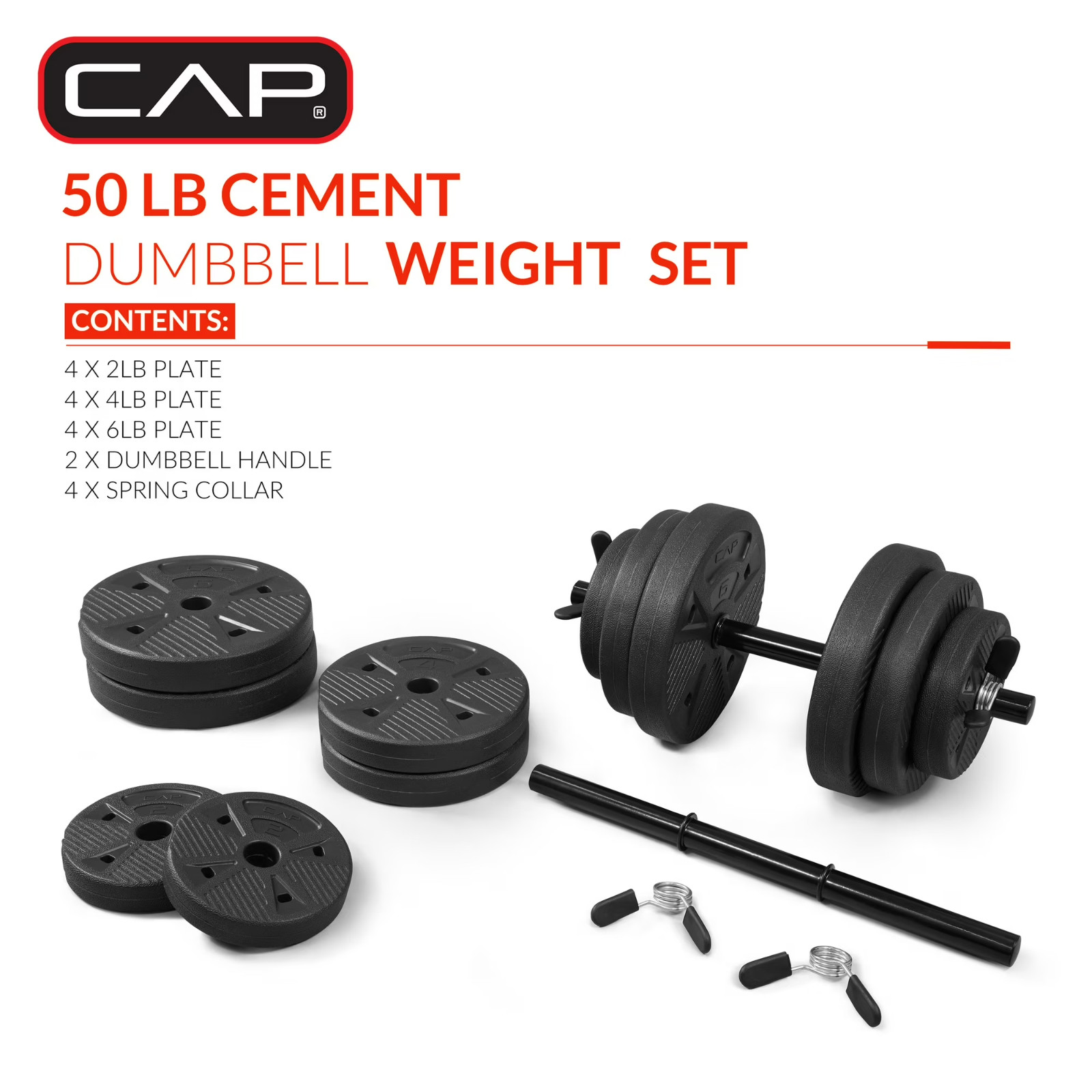 CAP Barbell 50 lb Adjustable Vinyl Dumbbell Set,Free ship