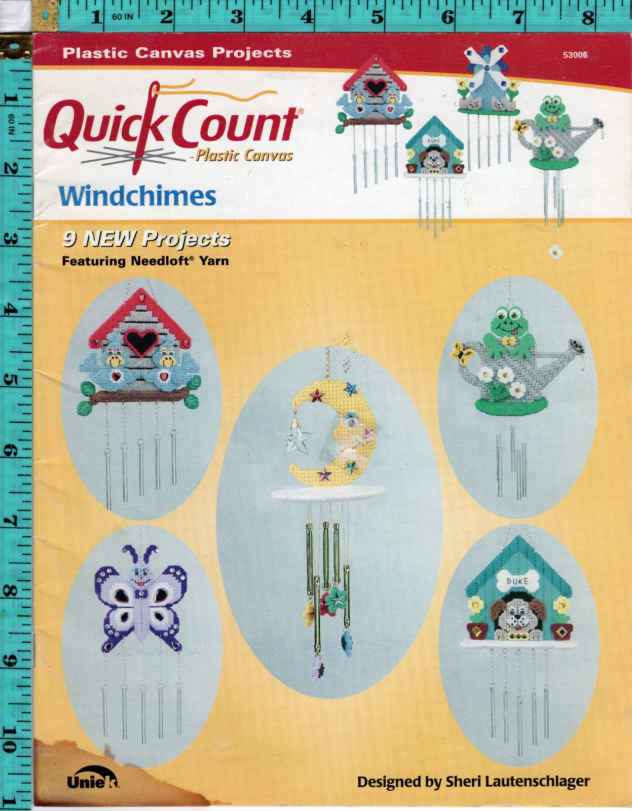 "Windchimes" ©1999 Uniek Quick Count Plastic Canvas Leaflet 53006 9 Projects0322