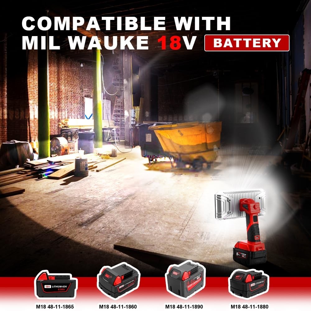 4200LM 40W LED Work Light Compatible with Milwaukee 18V Battery Bright Camping