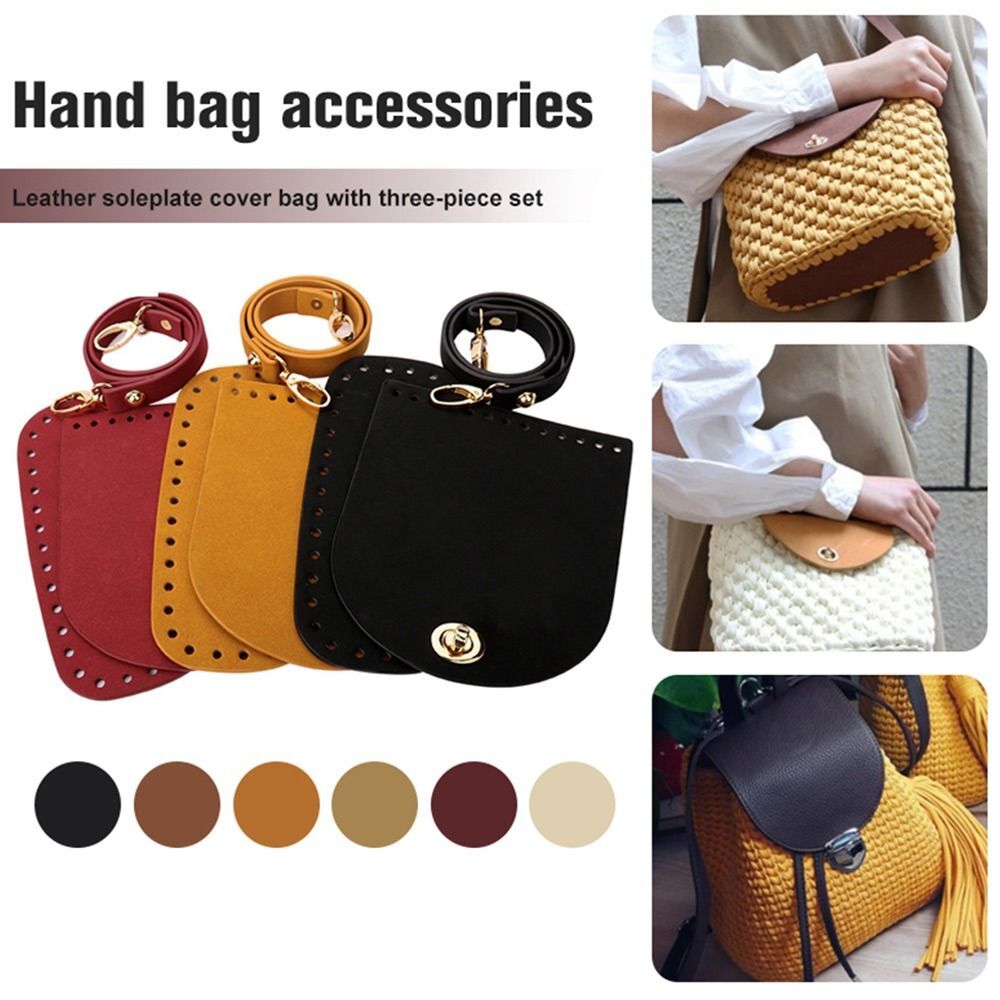 Crochet Bag Faux Leather Woven Bag Set Shoulder Strap Shoulder Bag Bottom Strap