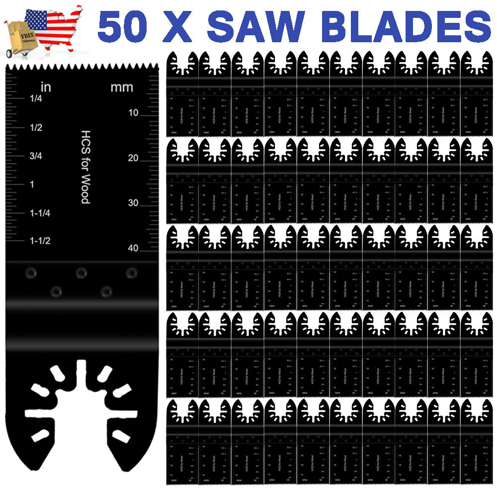 50pc Oscillating Saw Blades Multi Tool Wood Metal Cut Cutter Carbon Steel Blade