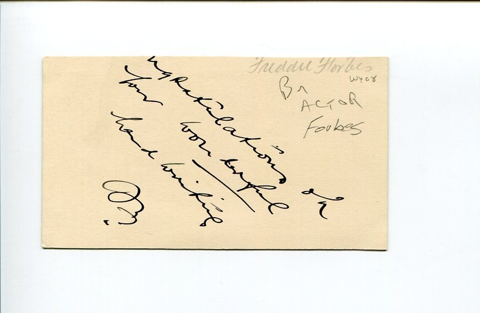 Freddie Forbes Early British Actor Murder at the Cabaret Signed Autograph