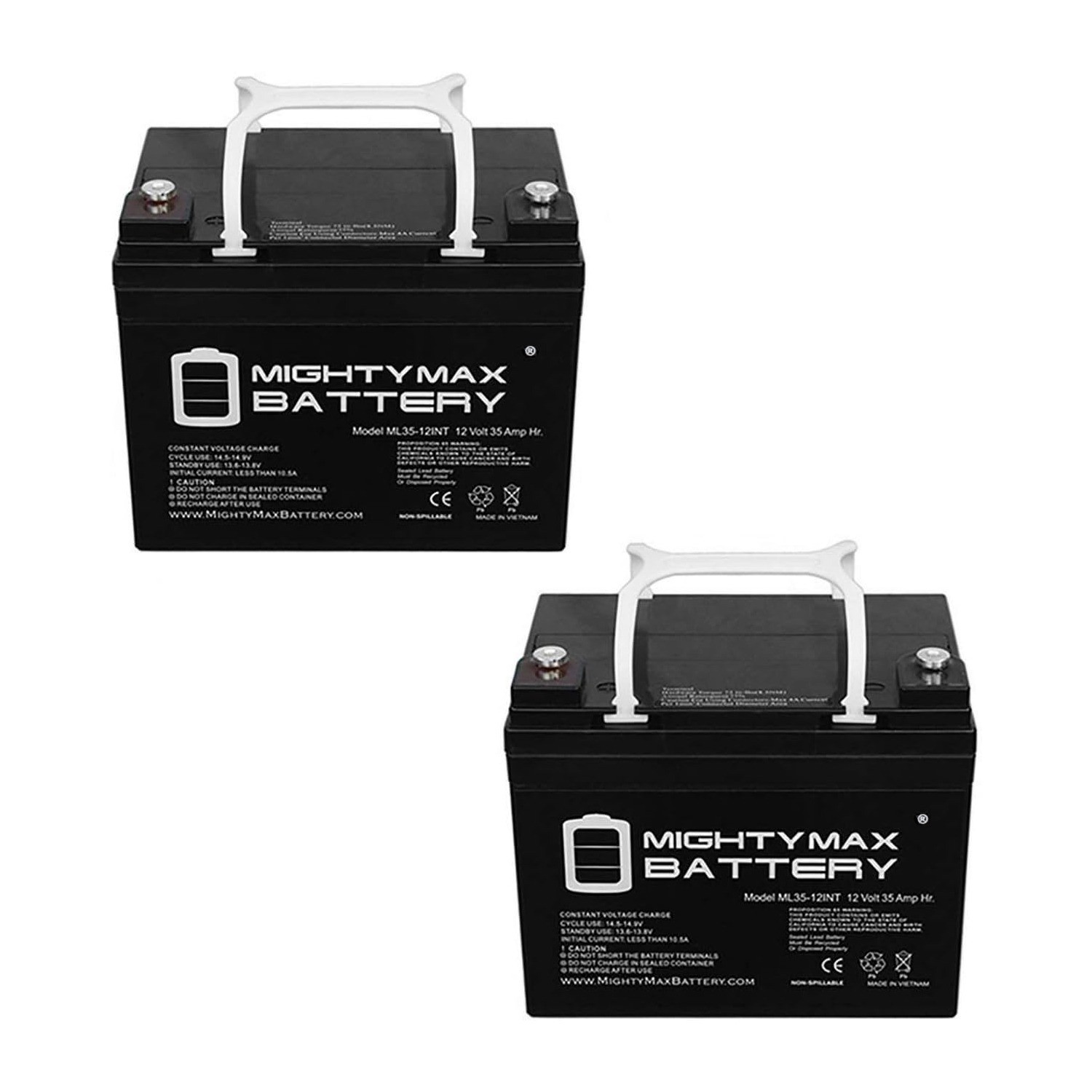 Mighty Max 12V 35AH INT Battery Replaces Jazzy Select GT Power Chair - 2 Pack