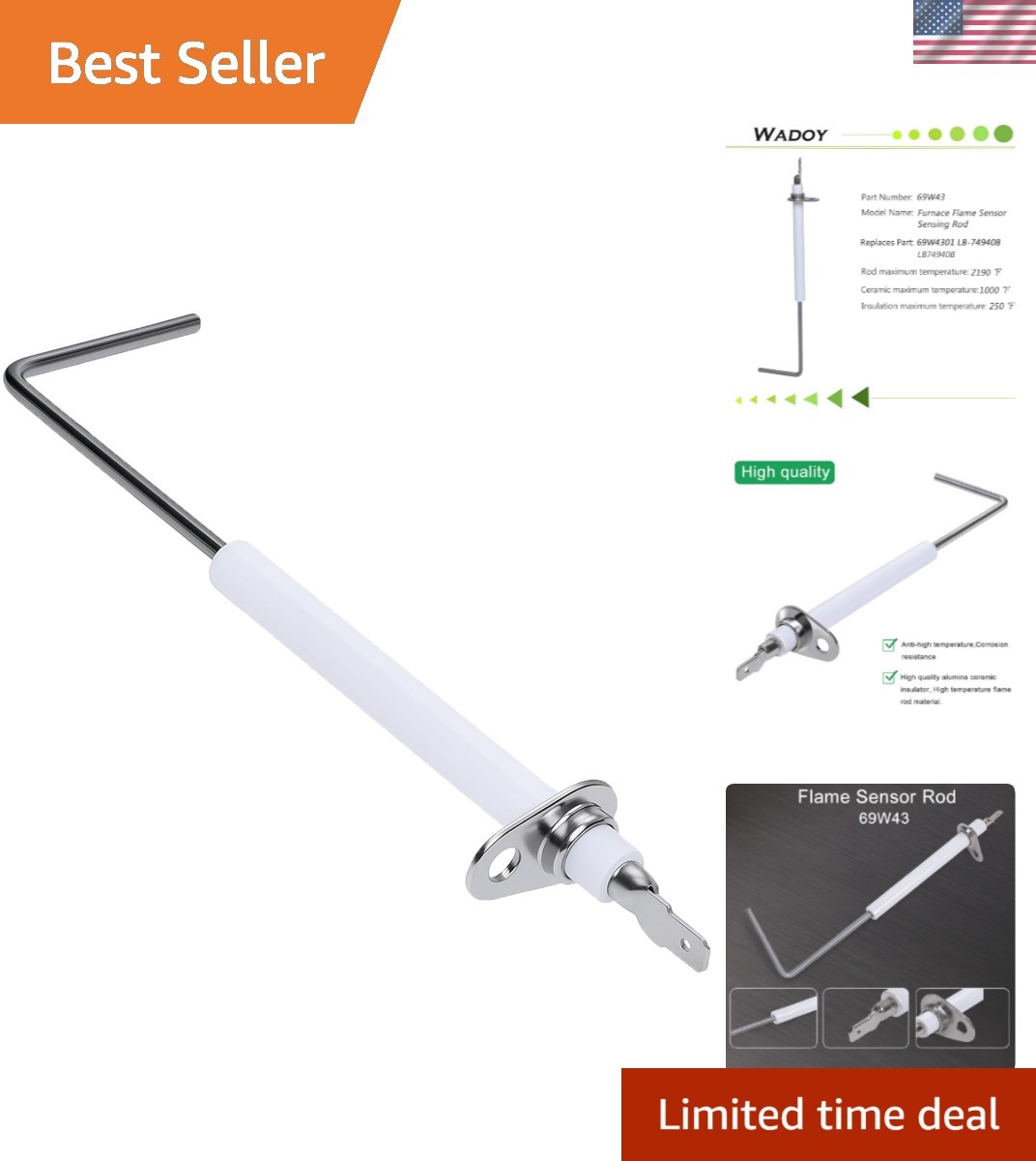 69W43 Flame Sensor Replacement for Lennox & Ducane Furnaces - Easy Install