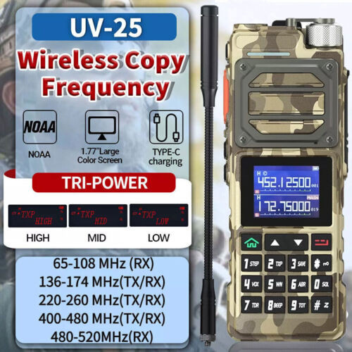 US Baofeng UV25 Walkie Talkie Long Range Tri-power Two Way Radio+48cm Antenna X2