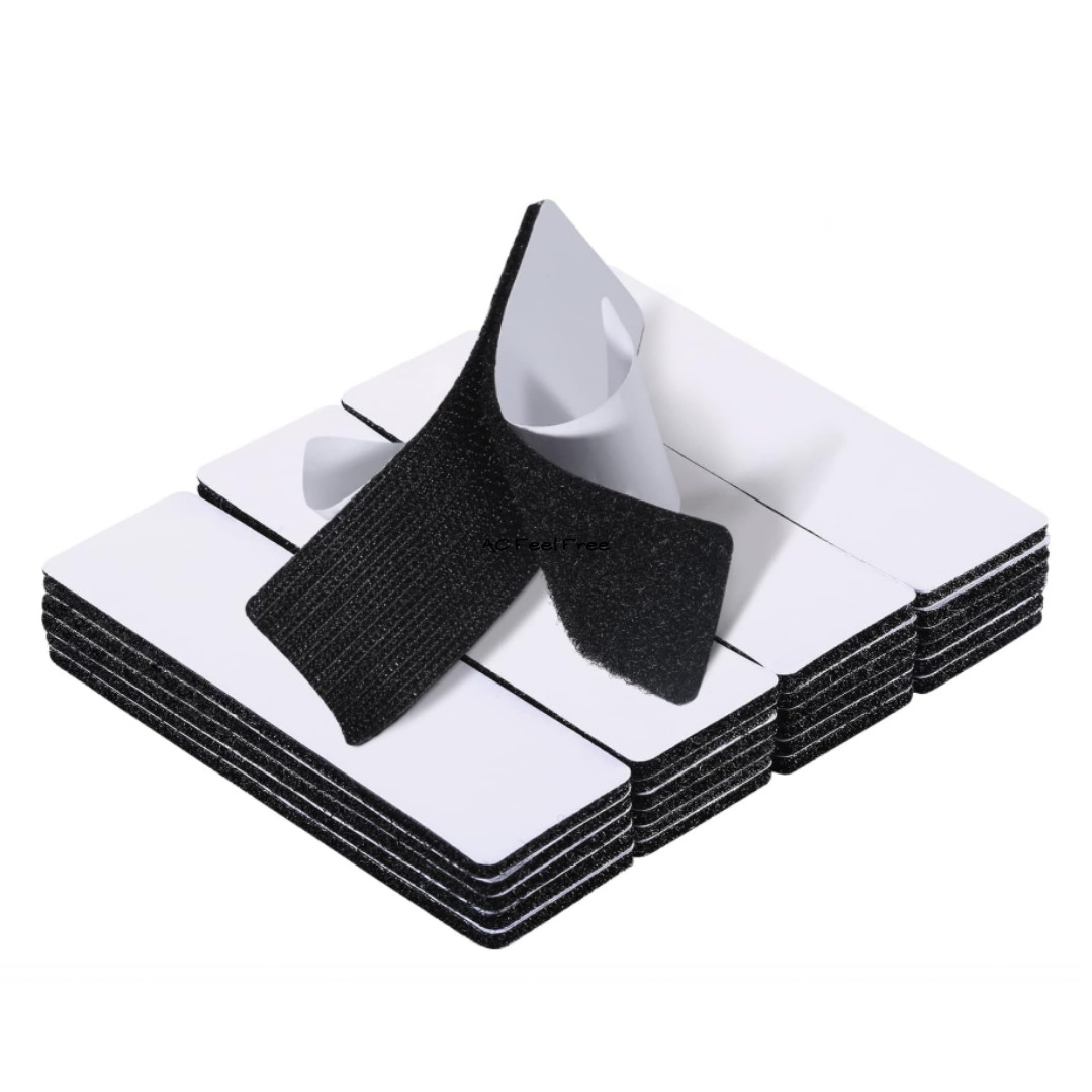 20 Sets Heavy Duty Hook & Loop Adhesive Strips 1x4” Black Sticky Back Fastener