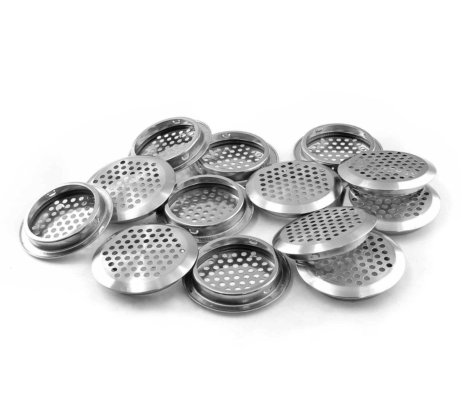 50 PCS 2.1 Inch 53mm Air Vents Circular Soffit Stainless Steel Mesh Silver