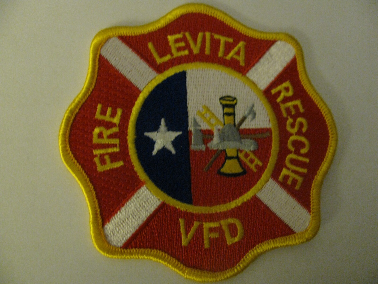 TEXAS   TX  -   Levita  VFD Fire Rescue  Dept Patch  Iron  On  4”  Free Shipping