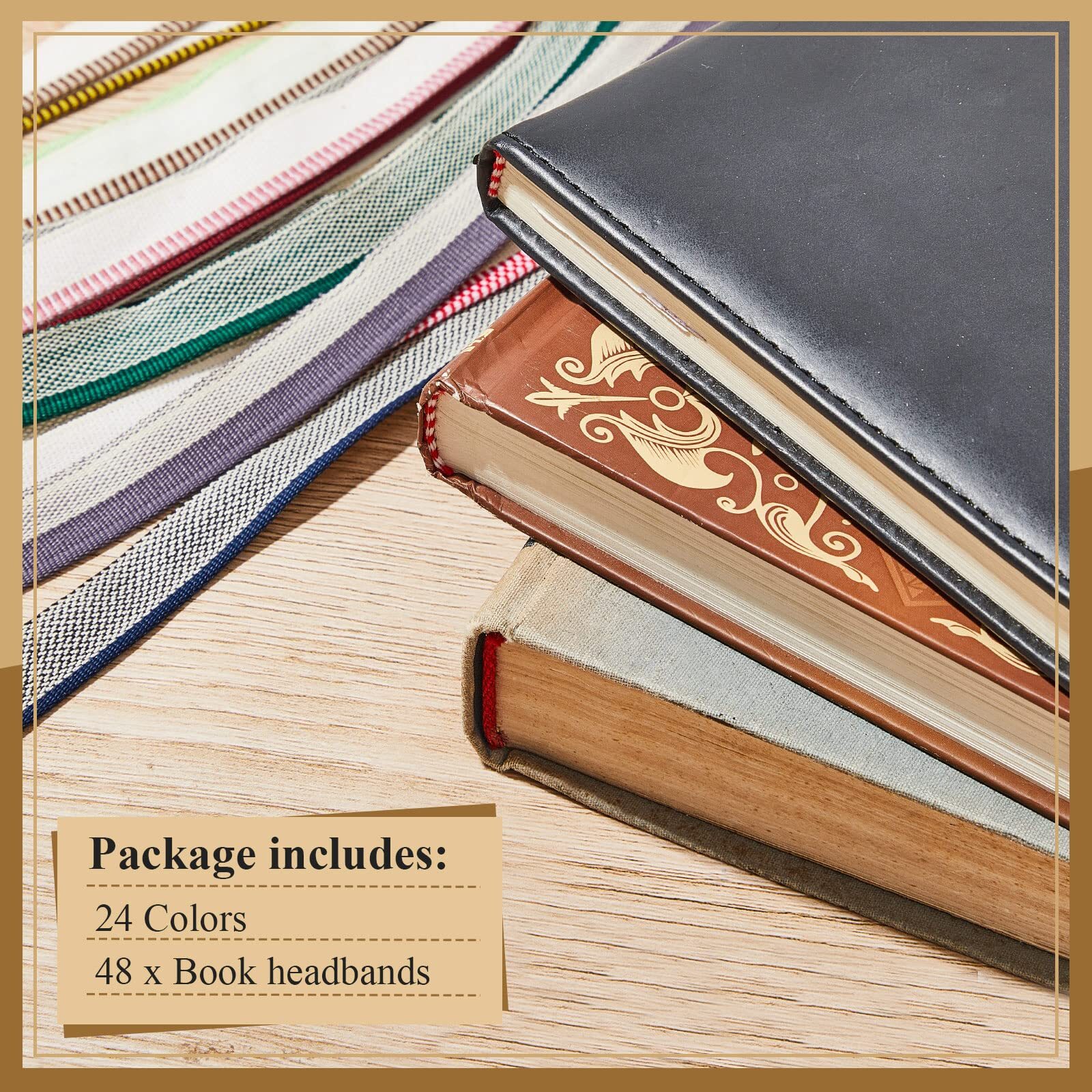 48Pcs Book Binding Headbands Cotton Book Headband Book Binding Kit for Beginners
