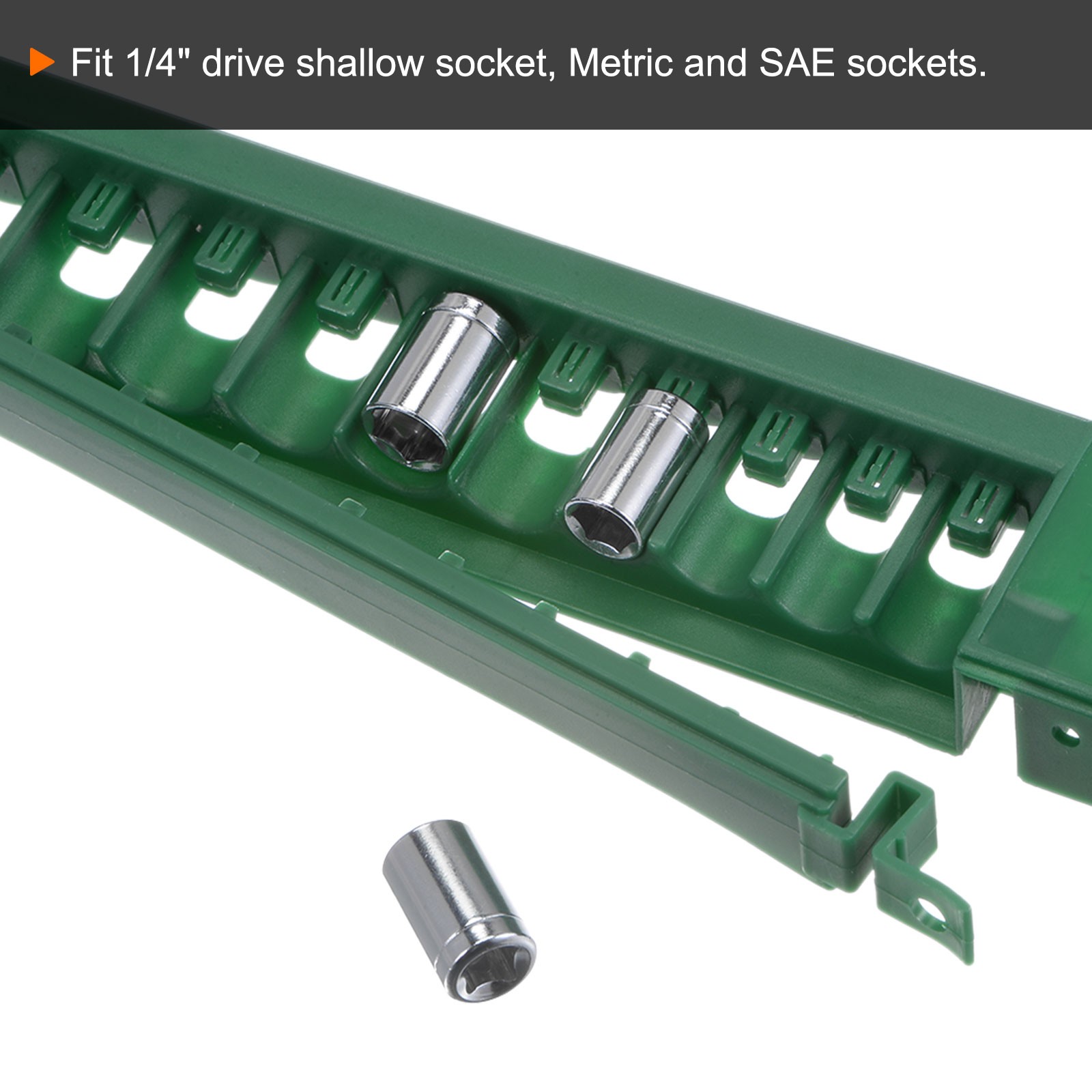 2pcs Socket Organizer 1/4" Drive 10 Slots Portable Shallow Socket Rail Holder
