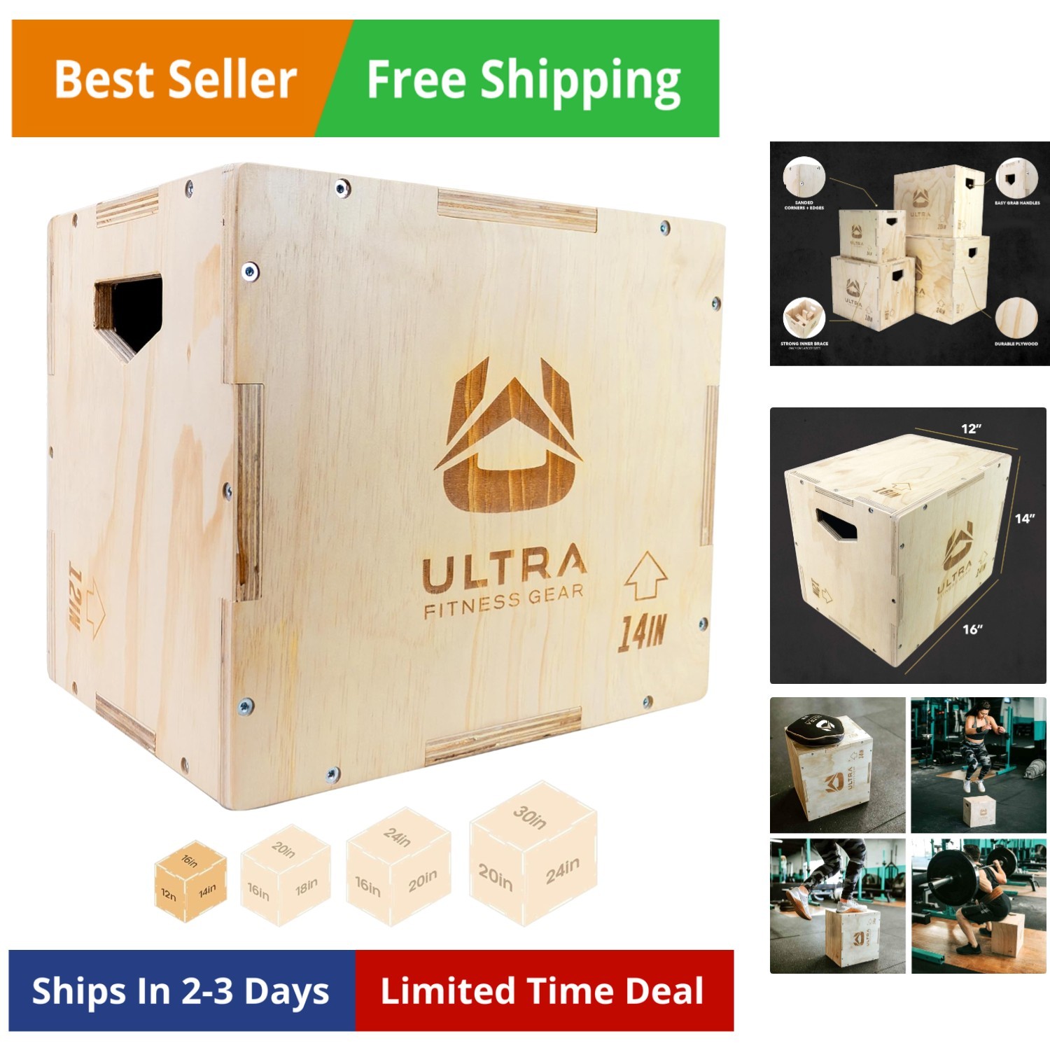 Wooden Plyo Box, 31 Plyometric Jump Training Squat, Step Up, Jumps & More Wor...