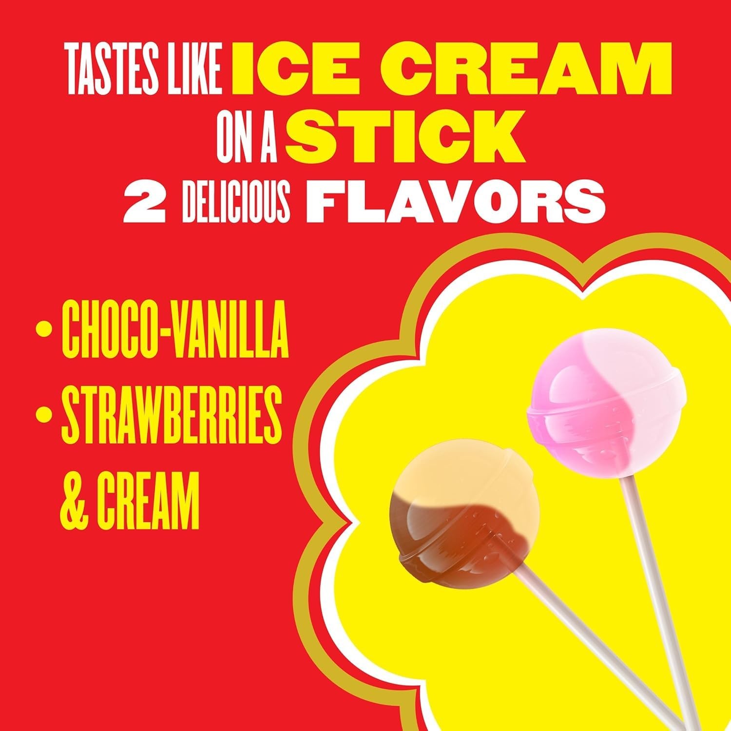 Chupa Chups Cremosa Holiday Candy Lollipop Variety Assortment, 2 Ice Cream Fl...