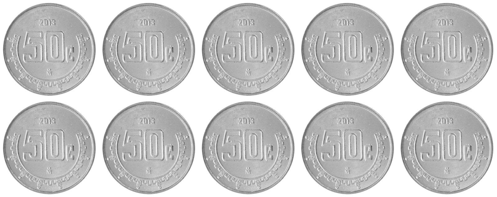 Mexico 50 Centavos, 2013, KM #936, Mint X 10 PCS