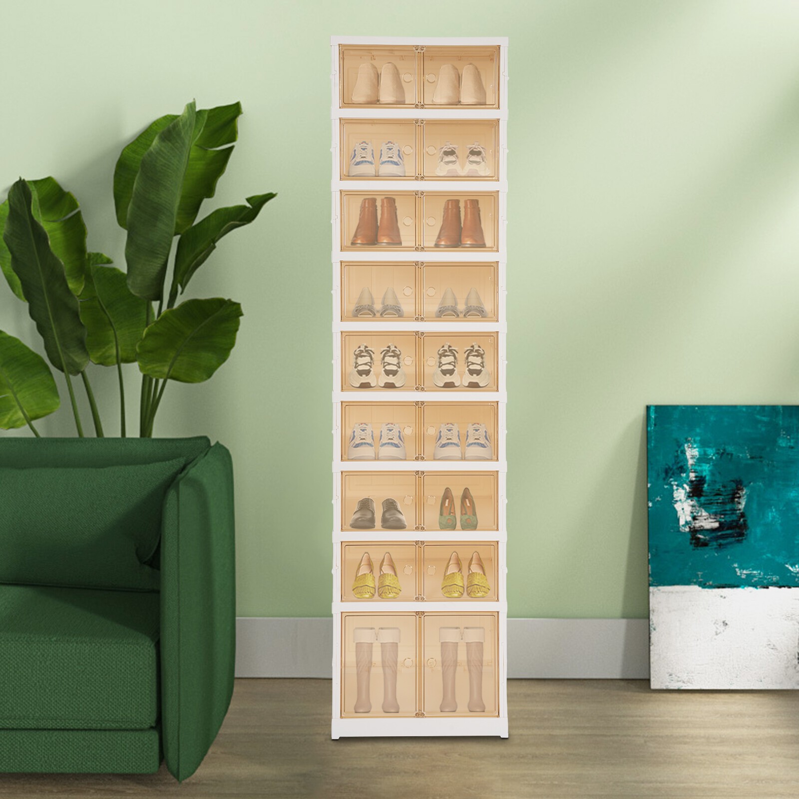 9-Tier Foldable Shoe Rack Organizer for Closet 18Pairs Plastic Shoe Shelf Large