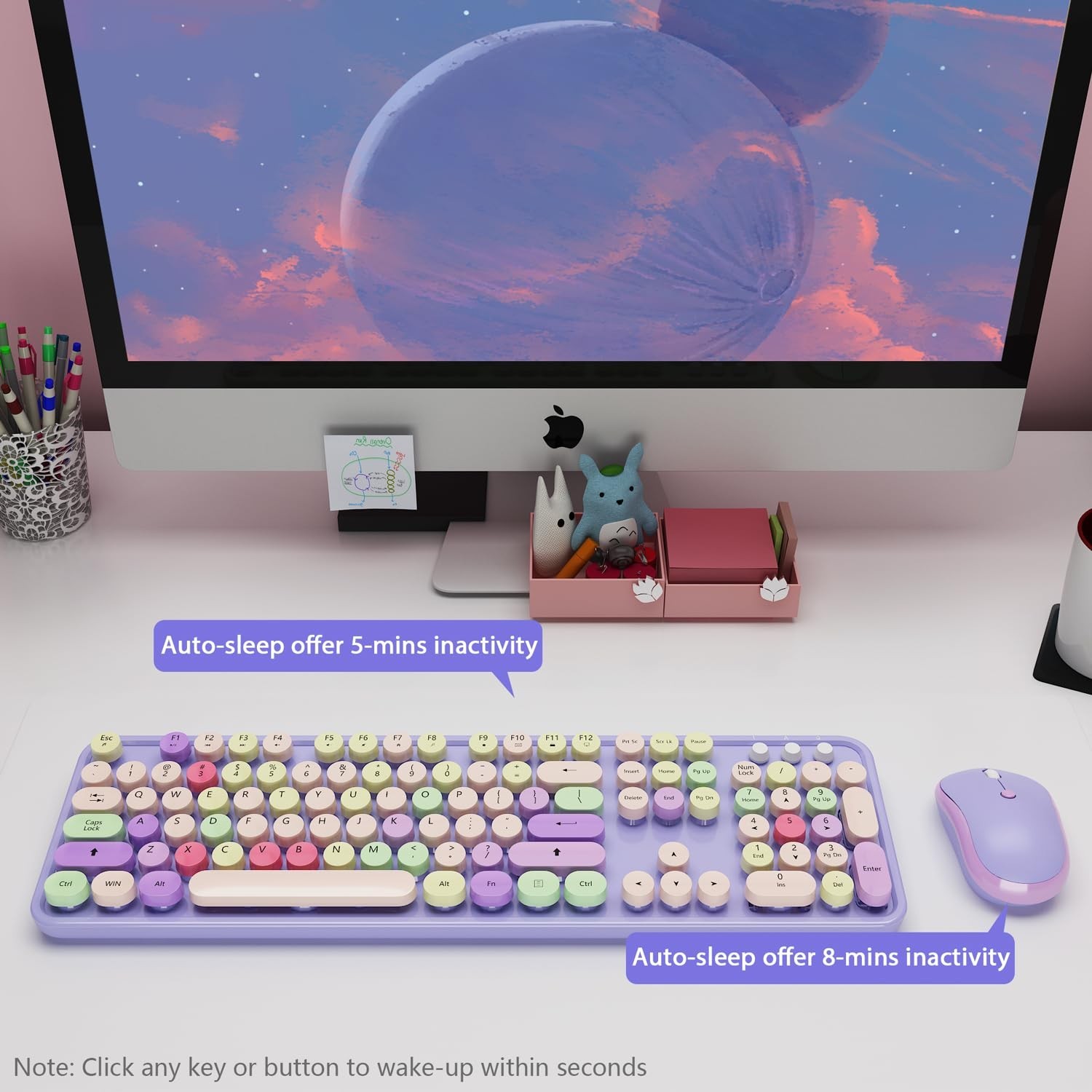 Wireless Typewriter Keyboard and Mouse - Wireless Keyboard with Silent Mouse,...