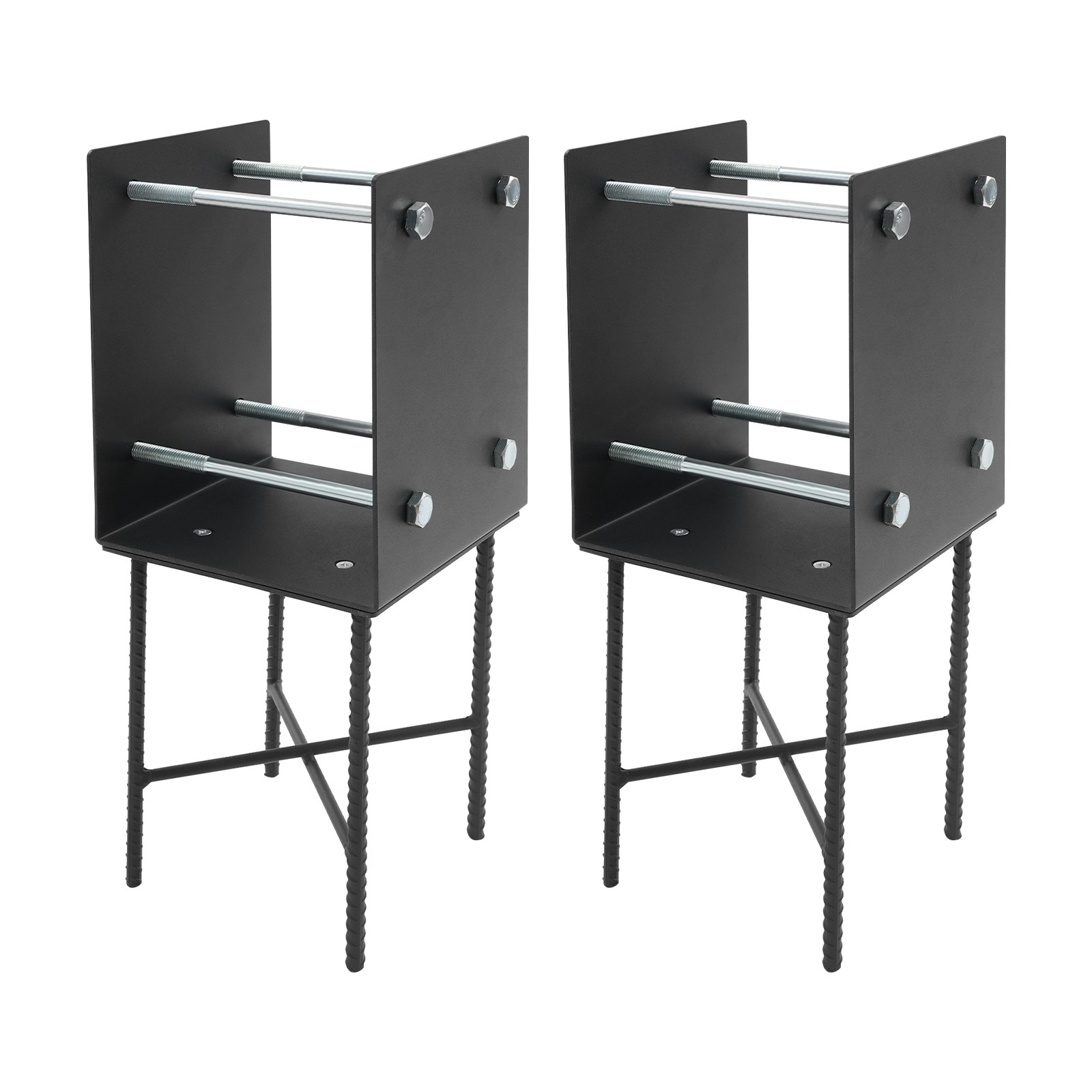 U-Shape Post Base Holder 7*7in Wet Concrete Fence Post Holder 2 Pack Black