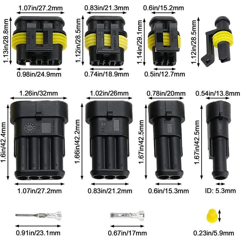 352PCS Waterproof Car Electrical Connectors 1/2/3/4 Pin Durable & Reliable