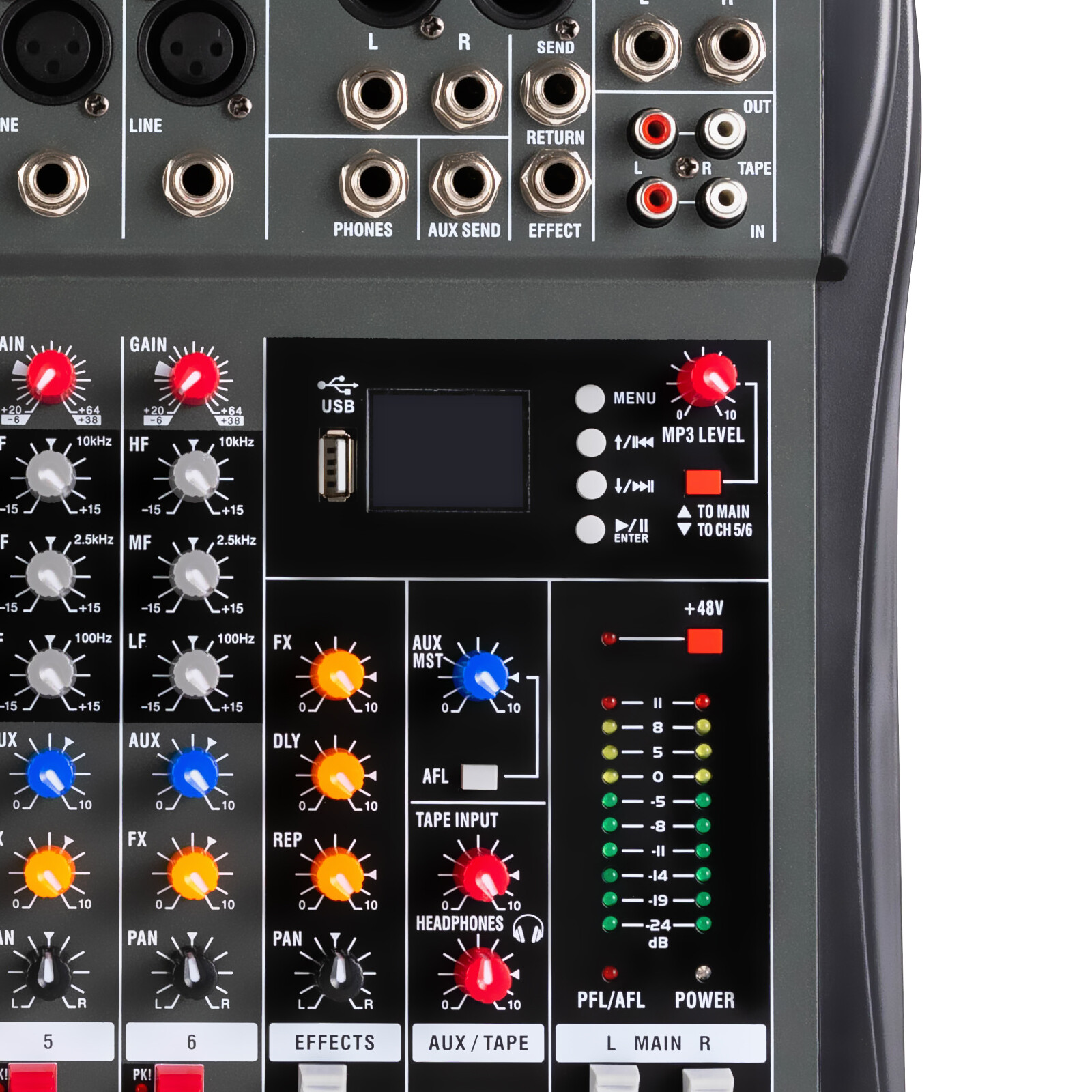 Professional Digital 6Channel Bluetooth Live Studio Audio Mixer Power Mixing USB