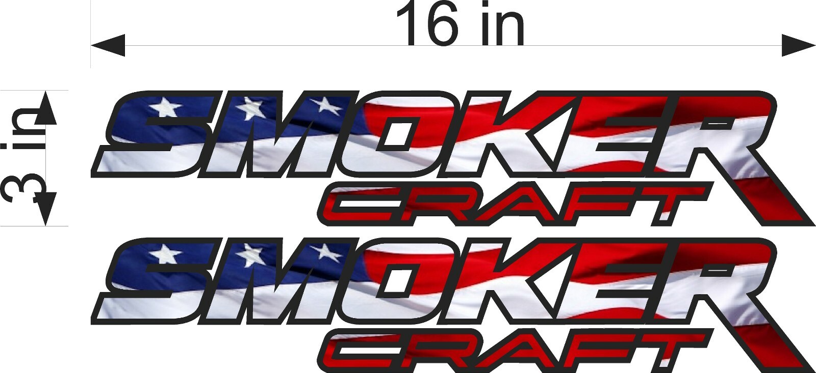 Smoker Craft Decals USA / PAIR / 16" Vinyl Vehicle Watercraft Graphic Decals