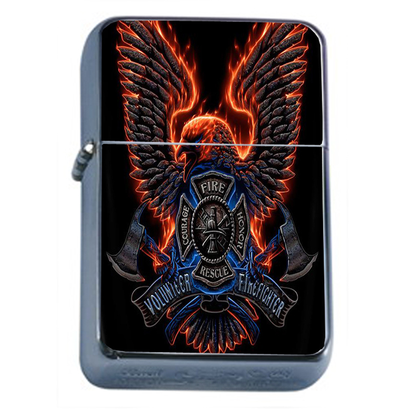 Windproof Refillable Oil Lighter Firefighter D5 America's Heroes Fireman Rescue