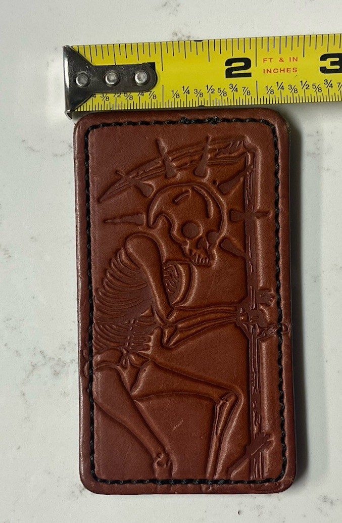 Brown Leather LA MUERTE Patch Ed’s Manifesto Hook & Loop Back