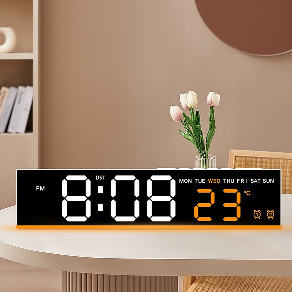 Digital Alarm Clock with LED Display Temp Calendar Moon Phase Dual Alarm Setup