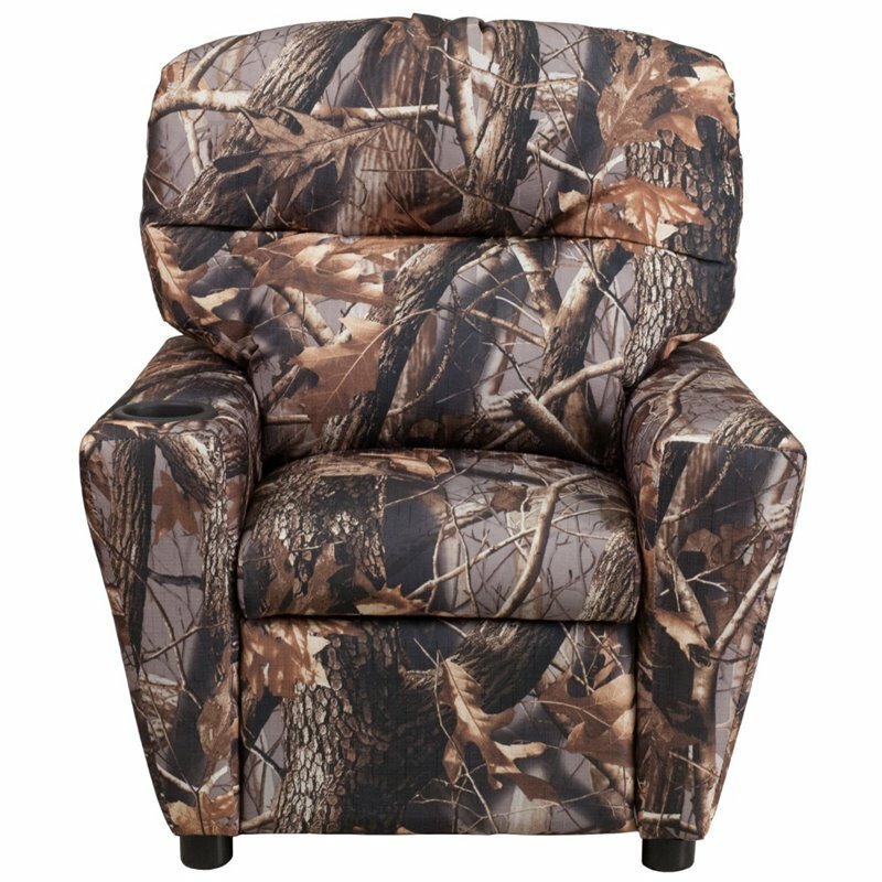 Flash Furniture Fabric Kids Recliner with Cup Holder in Camouflage Brown