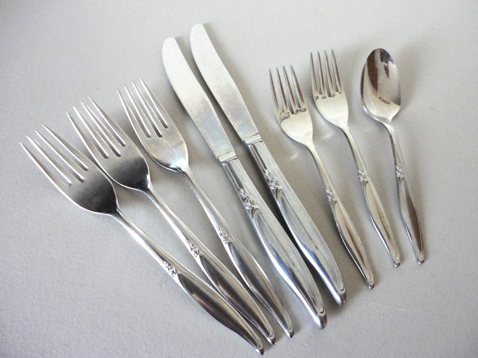 Kenwood Stainless Flatware Forever Rose Lot Of 8  Replacement - USA