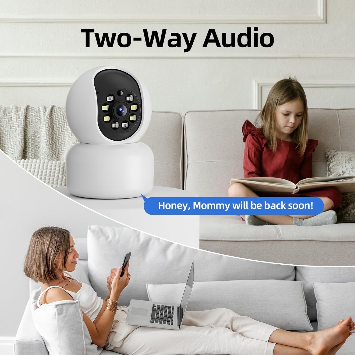 Hawkray 2K Indoor Security Camera - Motion Tracking, Two-Way Talk & Night Vision