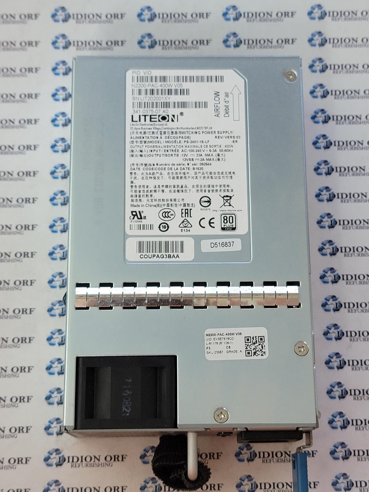 Liteon 400W Power Supply N2200-PAC-400W V05, Grade A, SKU 23587