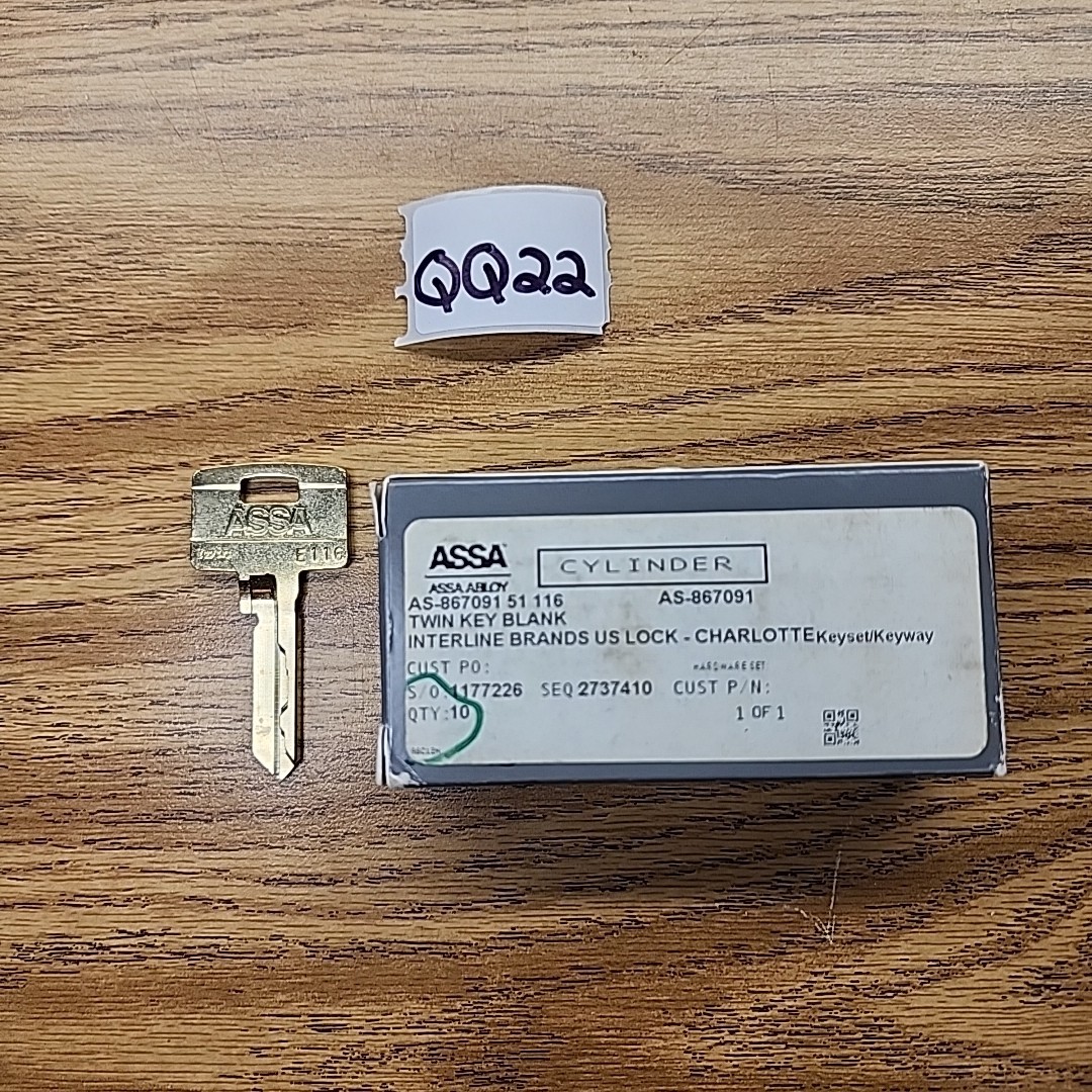 Assa Abloy E116 Twin Key Blank AS-867091-51-116 10ct