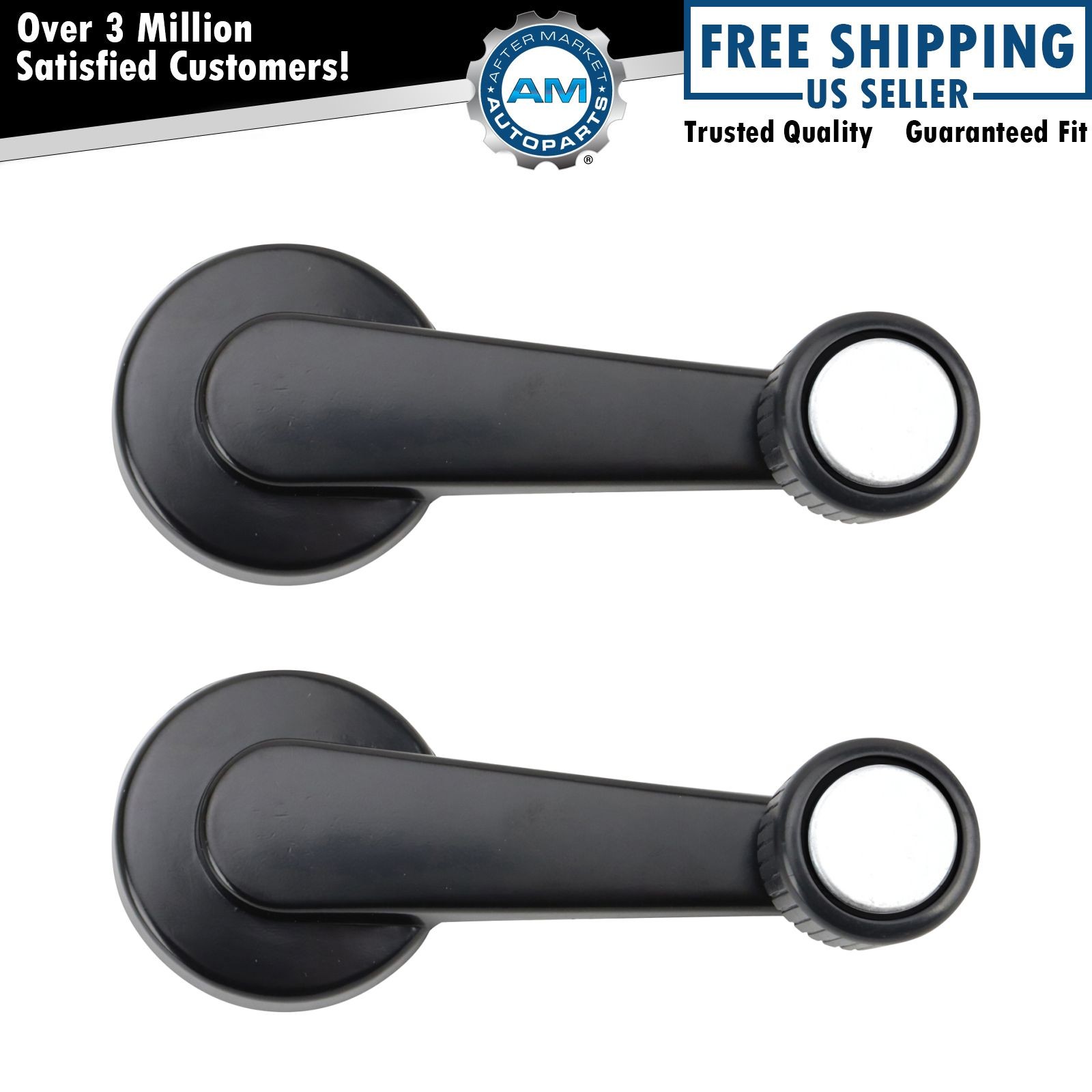 Black Window Crank Door Handle Set Pair Kit for GMC Chevy 1500 Pickup Truck S15