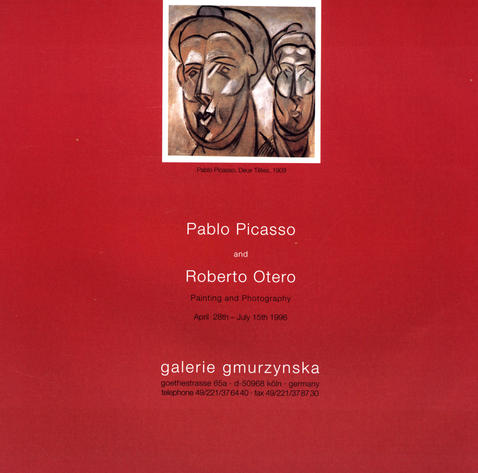 1996 PICASSO & ROBERTO OTERO PAINTING & PHOTOGRAPHY GALERIE GMURZYNSKA PRINT AD