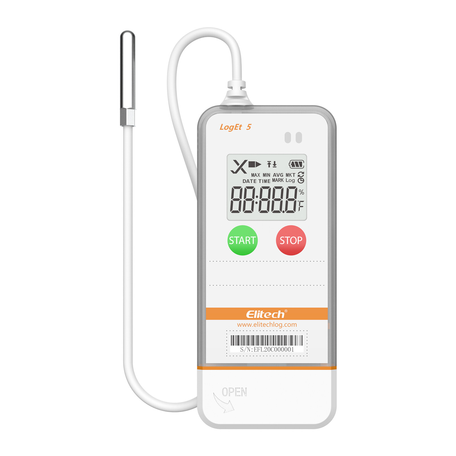 Elitech Reusable Temperature Data Logger External Probe LogEt5-TE -40°F~185°F