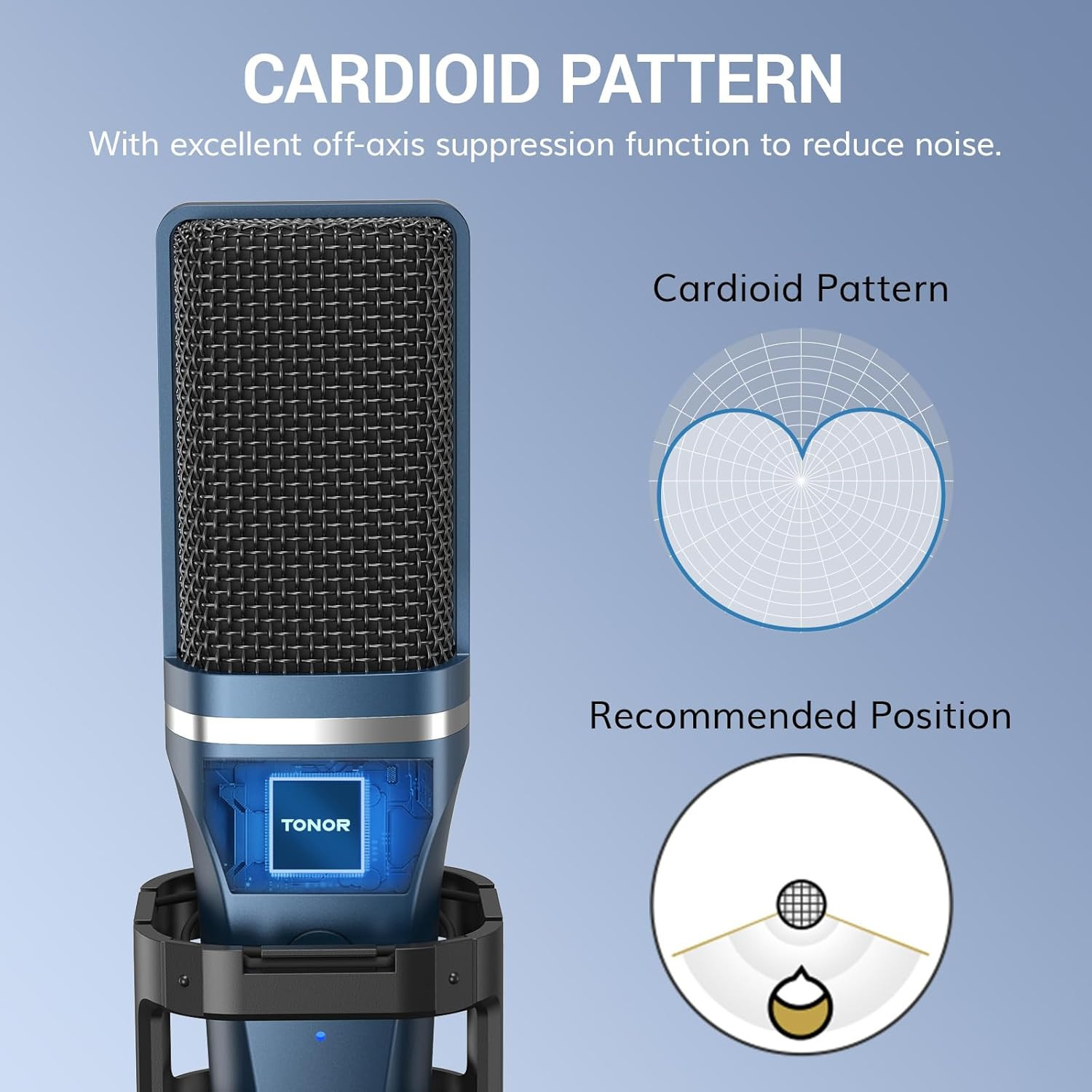 TONOR TC-777 Podcast Microphone, USB Computer Microphone, Cardioid Condenser PC