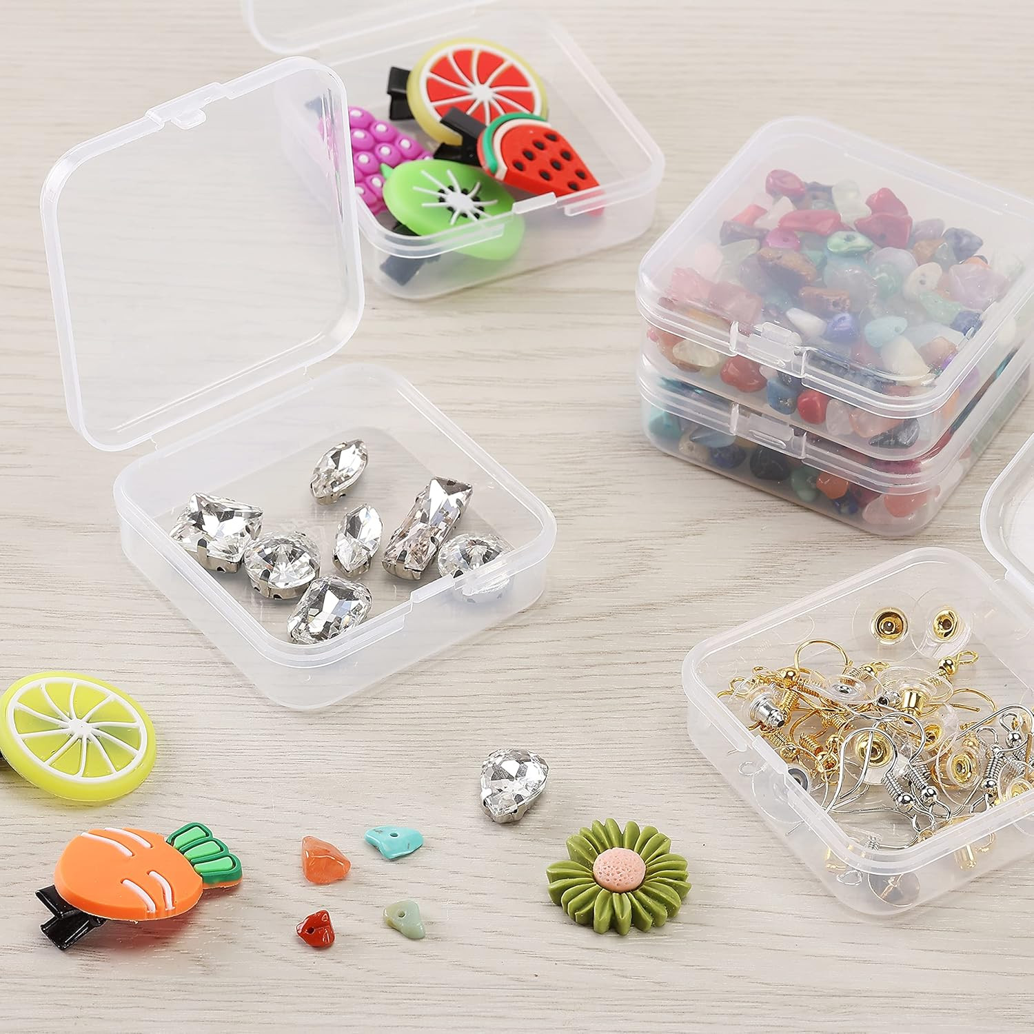 Bead Organizer Box, 12 Pcs, Clear, Small Beads Organizers and Storage Plastic Ca