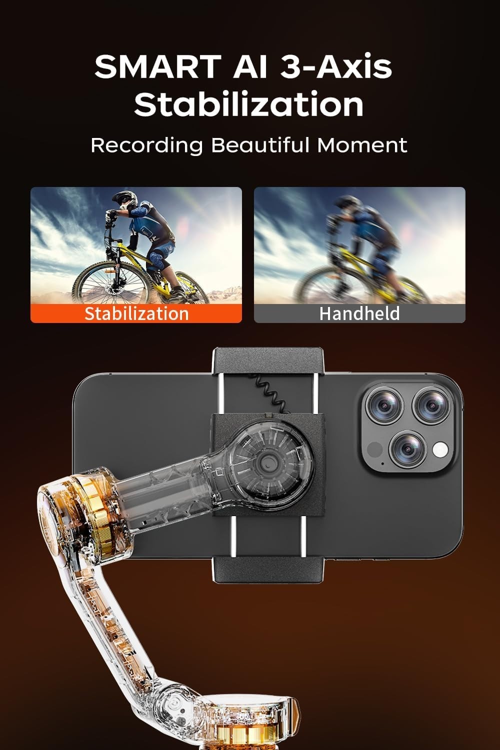 FUNSNAP CM8 Gimbal Stabilizer for iPhone Android, 3-Axis Phone Gimbal