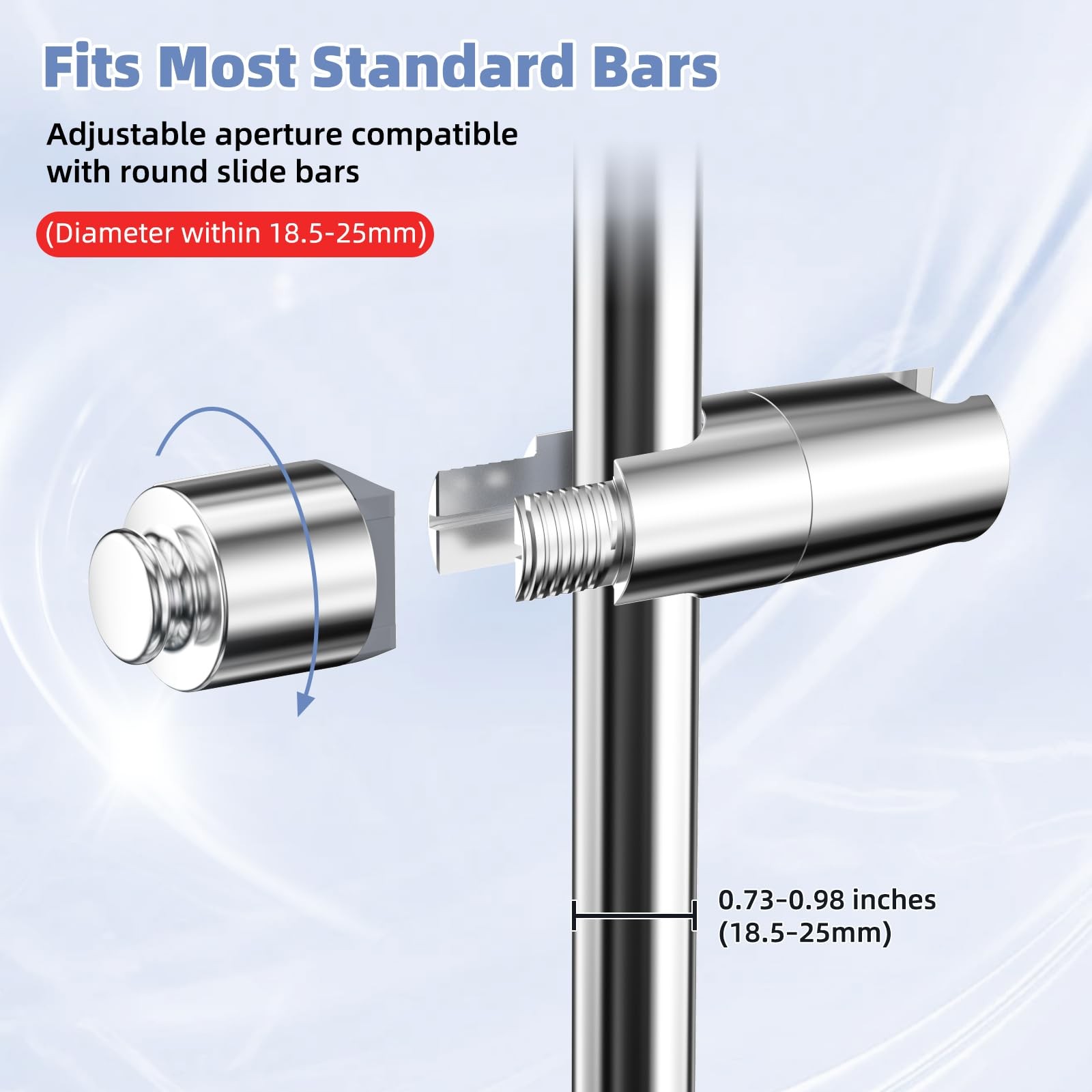 Adjustable Shower Head Holder for Slide Bar, Universal Handheld Bracket, Chrome
