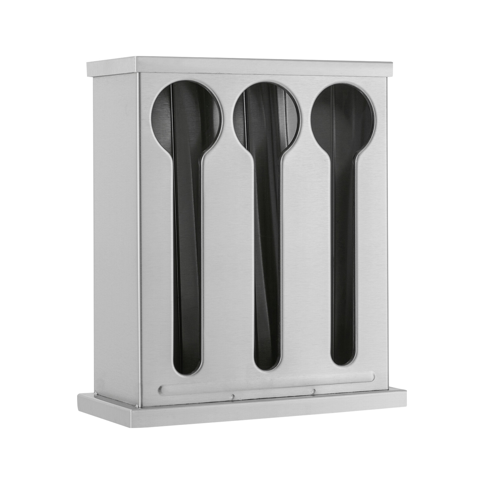 Stainless Steel 3-Compartment Utensil Dispenser for Forks and Spoons