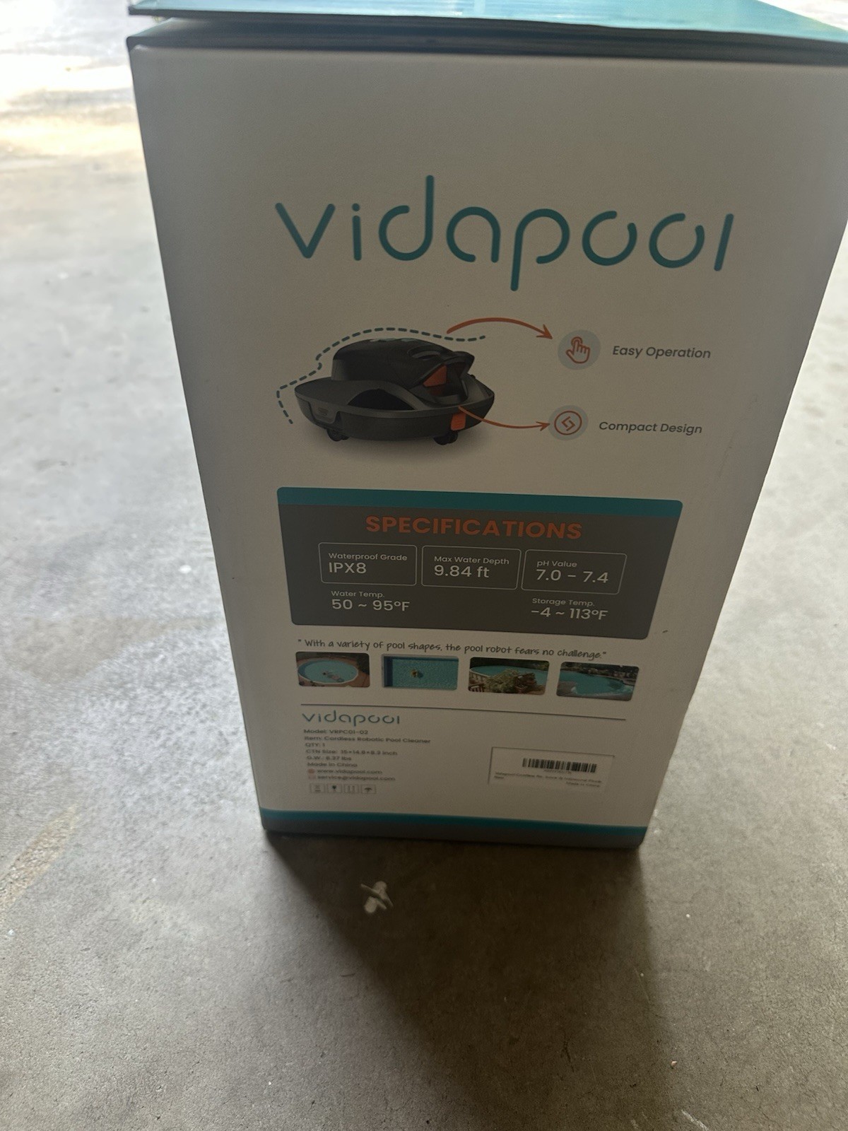 Brand New – Factory Sealed  Vidapool Cordless Robotic Pool Cleaner -VRPC01-02