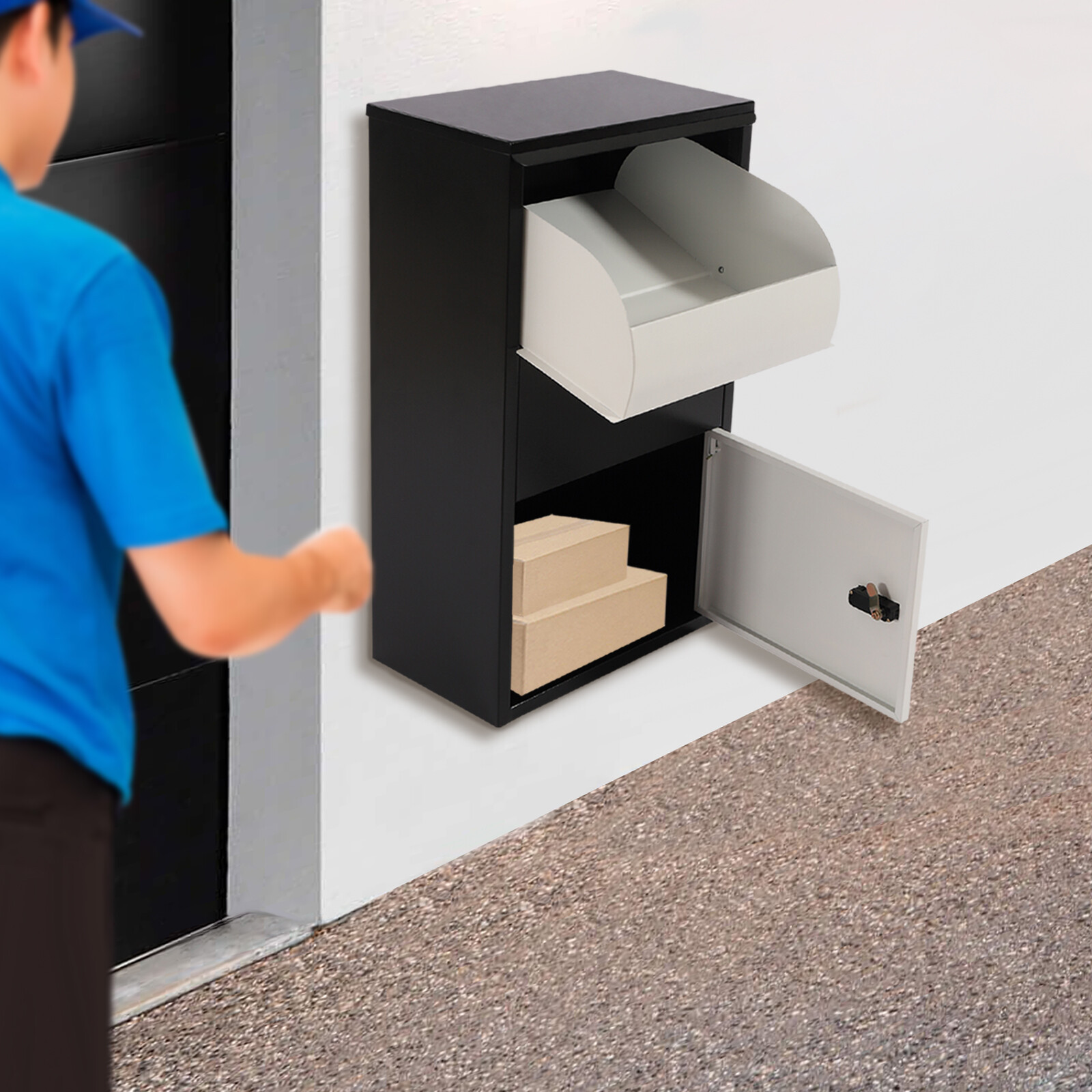 Parcel Drop Box Package Mailbox Porch Express with Lockable Storage+2 * Keys