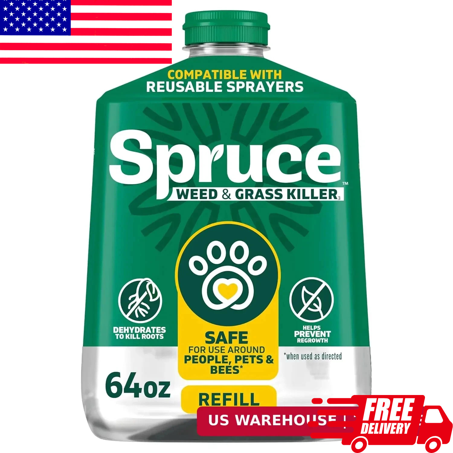 Spruce Weed Killer Refill - Versatile Weed & Grass Killer₃ for Flower Beds, Driv