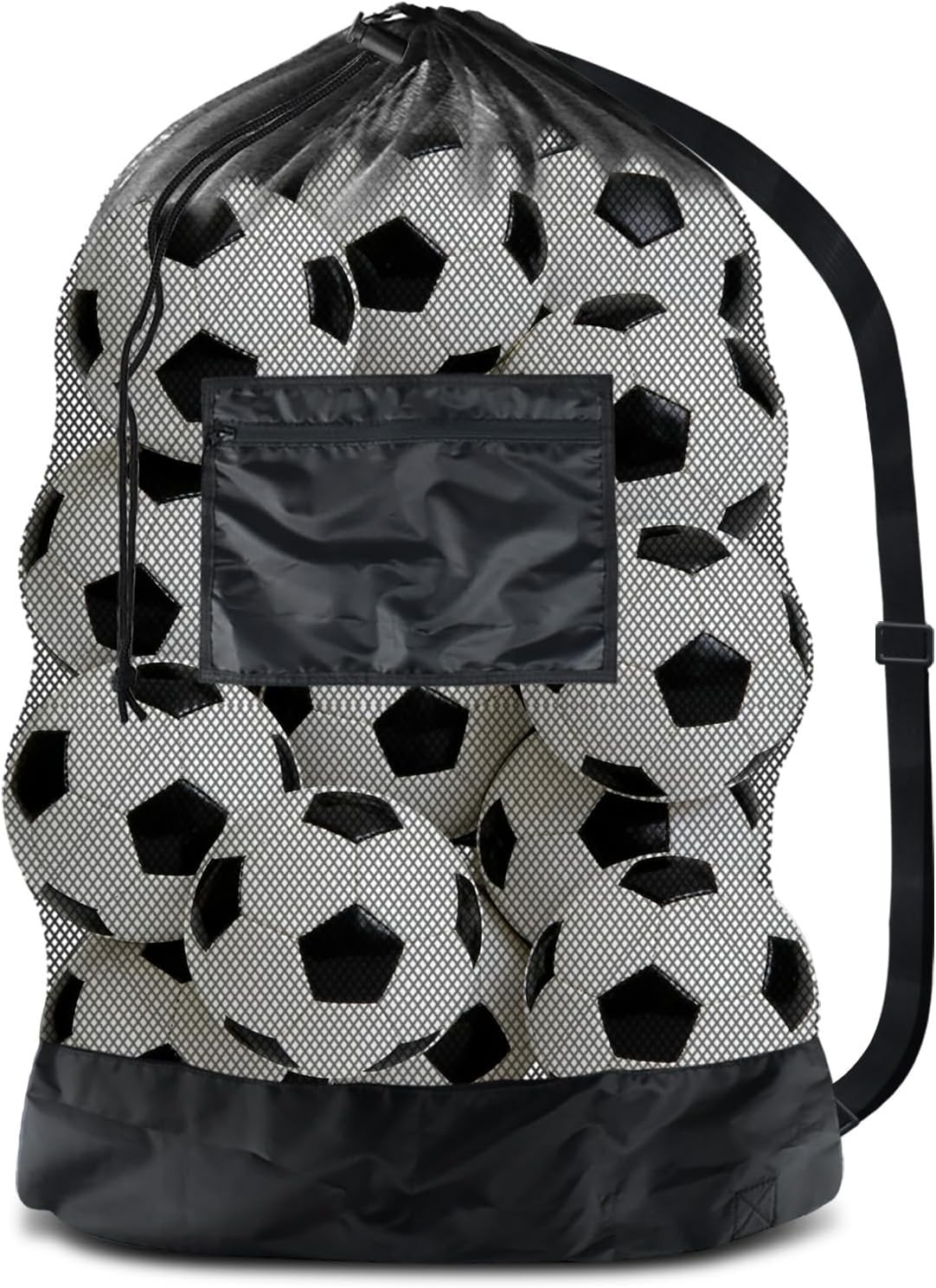BROTOU Extra Large Soccer Ball Net Bag 40"x30" Drawstring Mesh Zipper Pocket