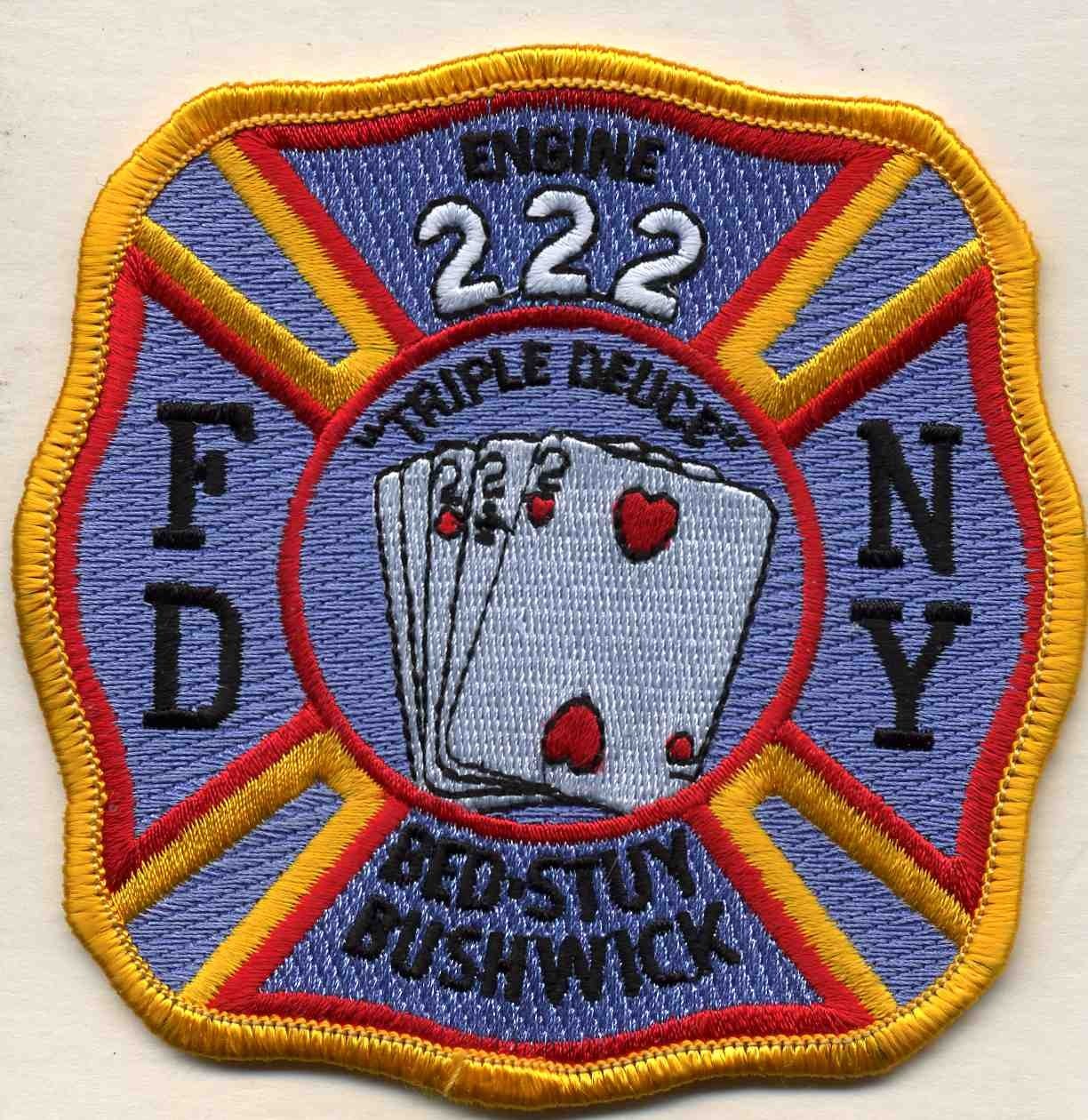 New York City - FDNY Engine - 222 "Triple Deuce", NY (4" x 4" size) fire patch