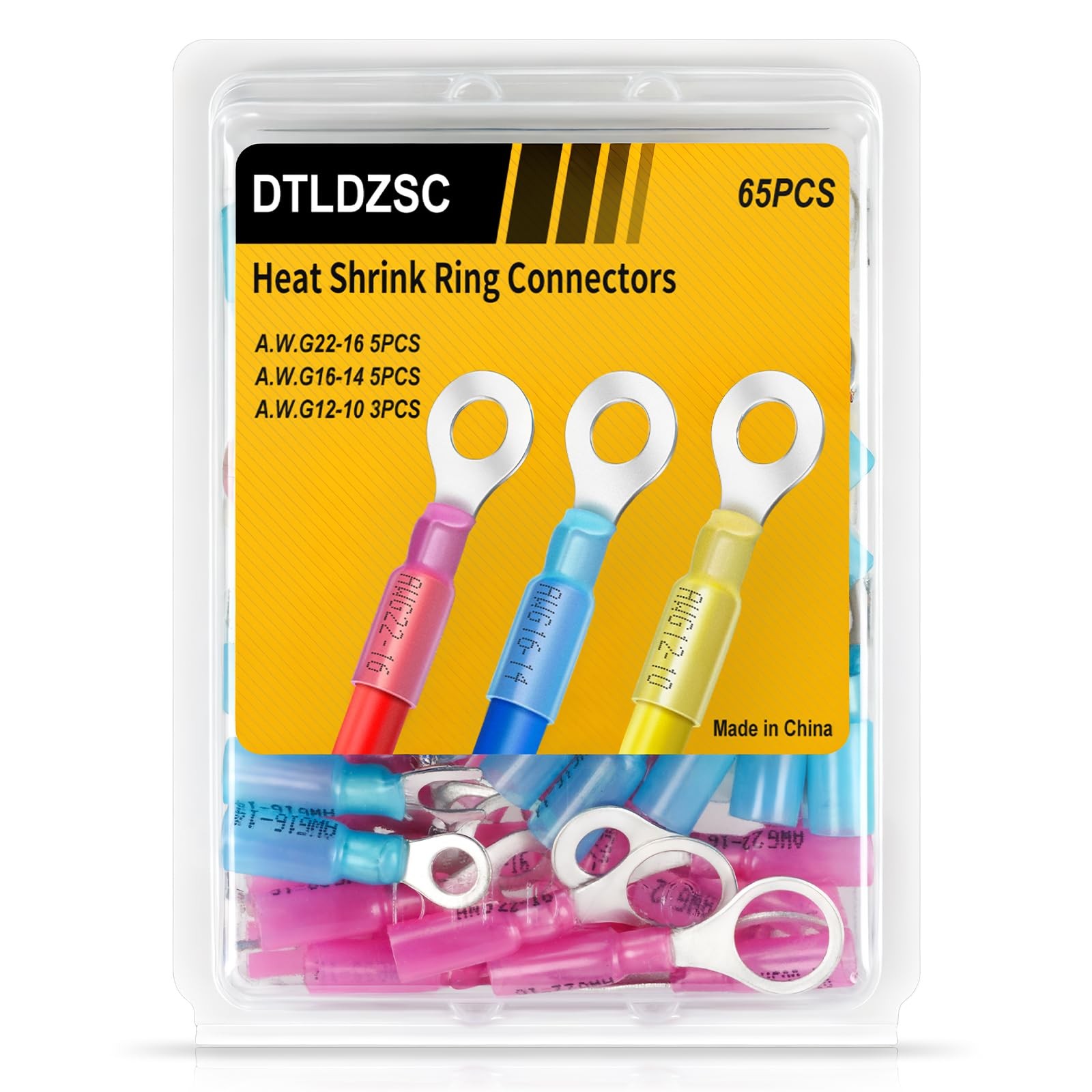 65PCS Marine Grade Heat Shrink Wire Connectors-Electrical Connectors Kit of T...