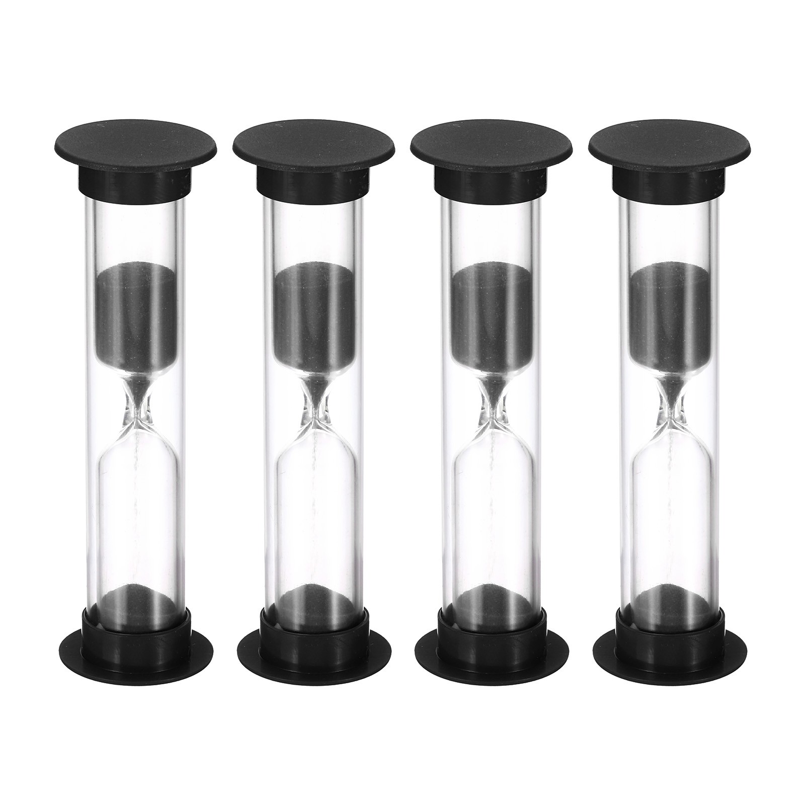 3 Minute Sand Timer, 4Pcs Small Sandy Clock, Count Down Sand Glass Black