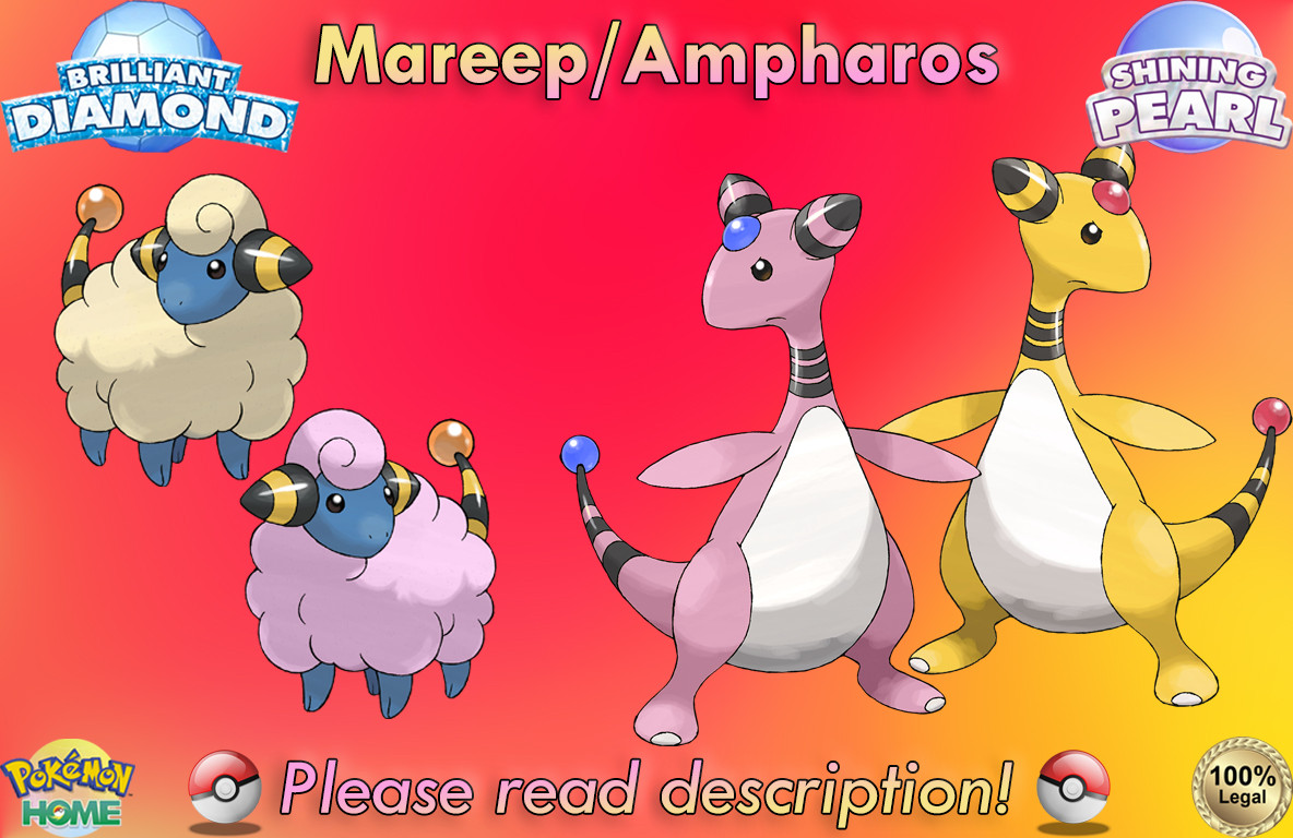 💎Shiny Non-shiny Mareep Ampharos 6IV💎Pokémon BD SP HOME (💯Legal)