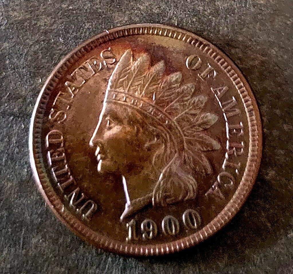 1900 Indian Head Cent High Grade Natural RAINBOW Toning
